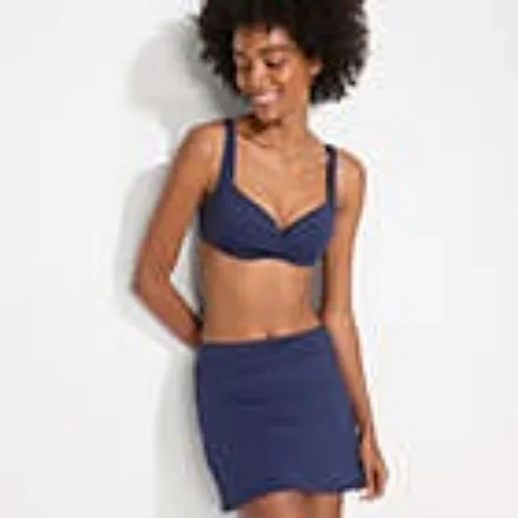 Lands End Womens 8 Blue Swim Skirt Nylon Spandex Travel Vacation Summer - Picture 8 of 11